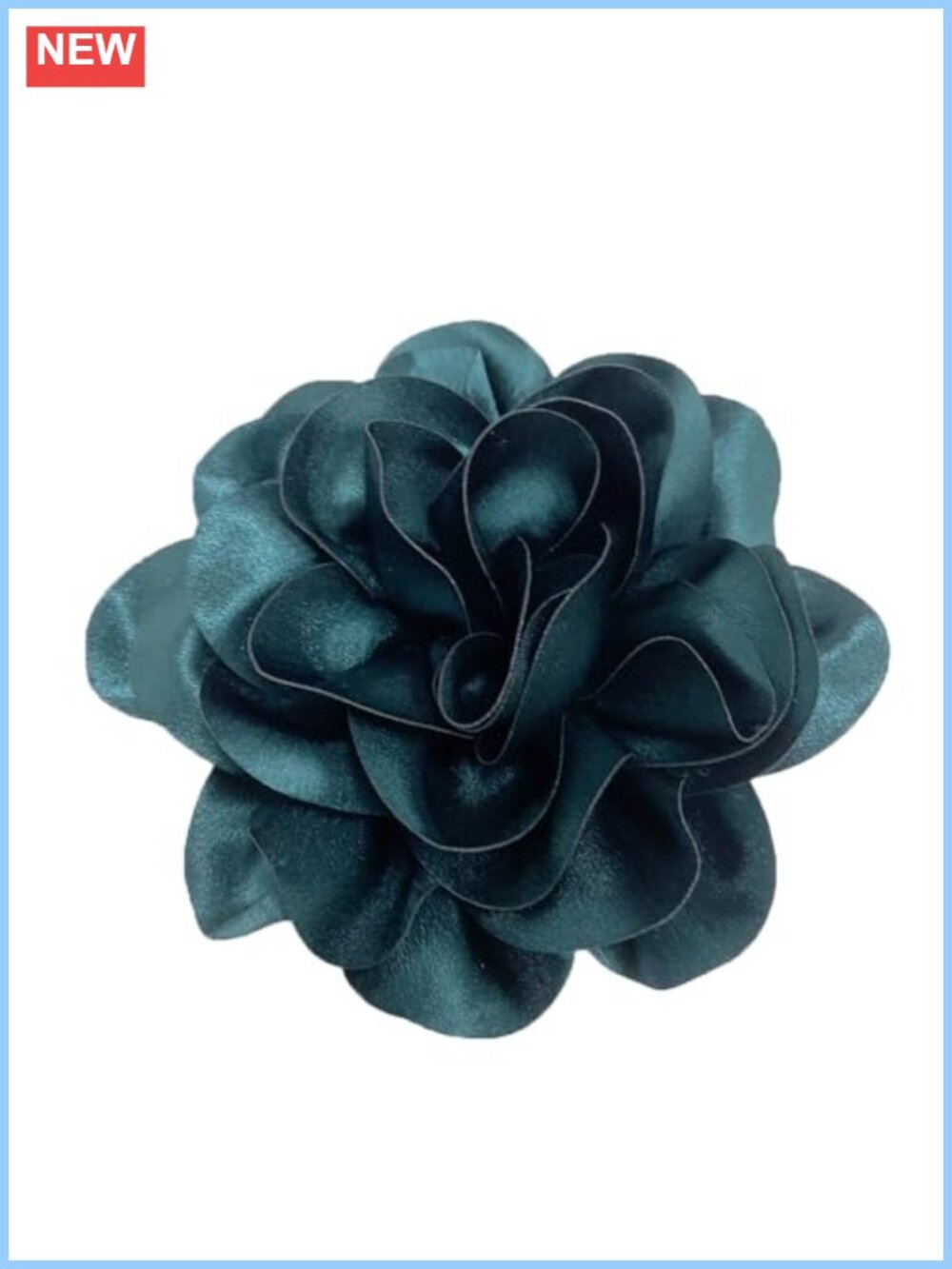 Oversized Fabric Rose Brooch Pin Silver Tone Plated Alloy Hair Clip